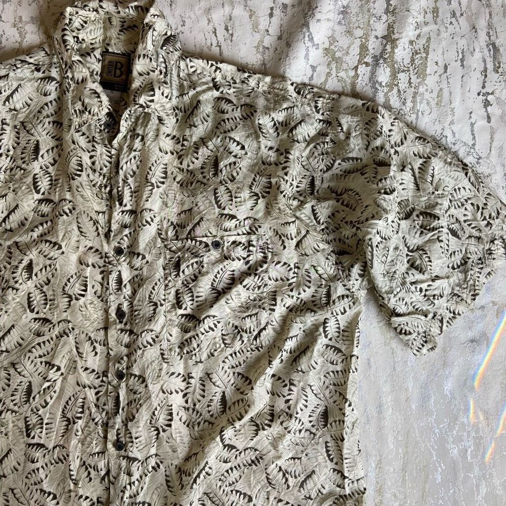 Bruno designed in Italy Silk Leaf print button down shirt